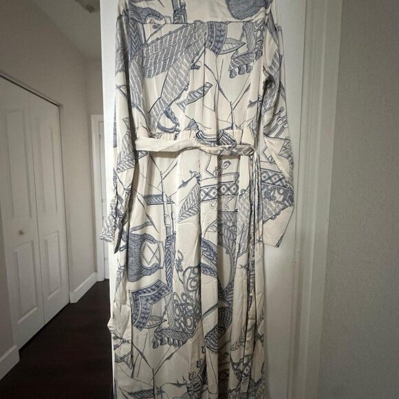 Romper Cream/Navy Design Yacht Style Long Sleeve Wide Pant - Picture 3 of 5